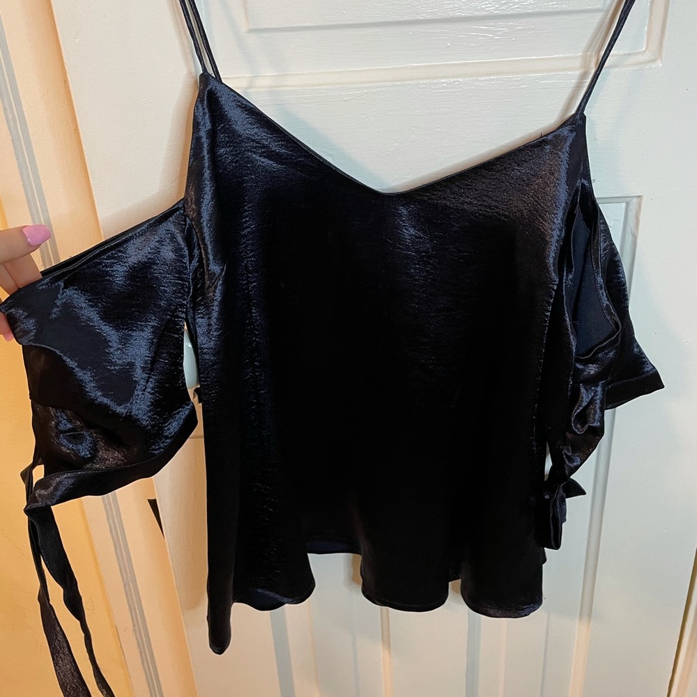 Silence + Noise Silk Off the Shoulder Top